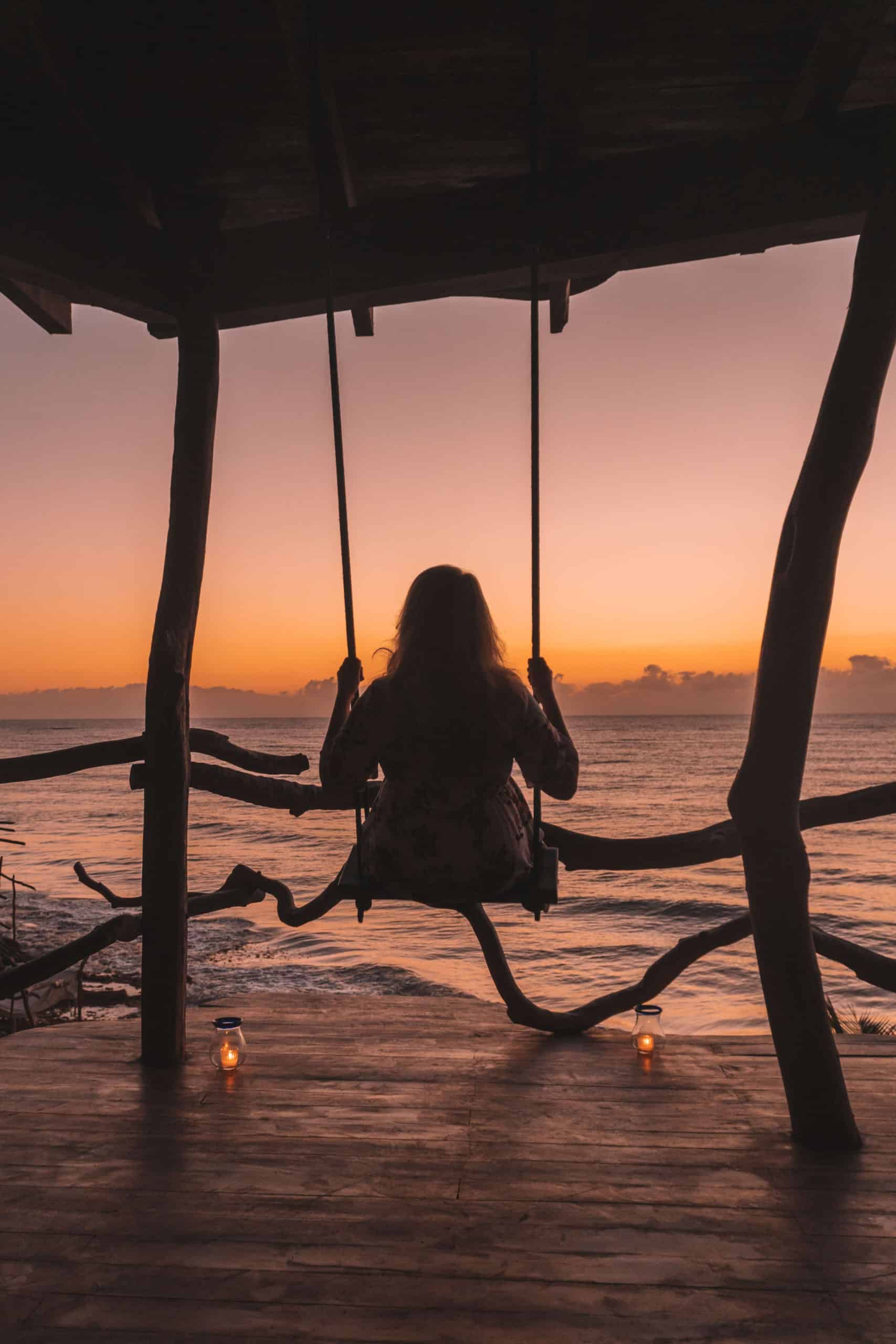 Sunrise from our room at Azulik hotel in Tulum, Mexico