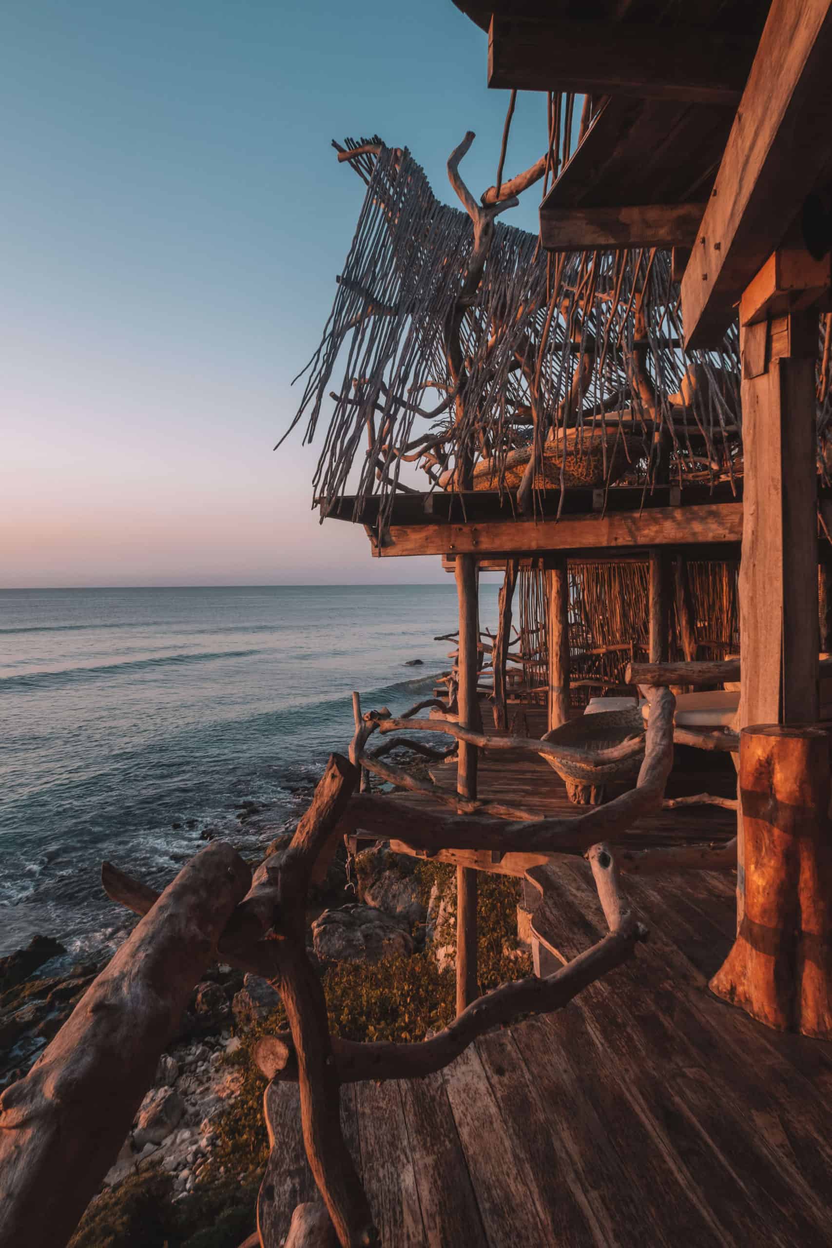 Beach front rooms at Azulik hotel in Tulum, Mexico