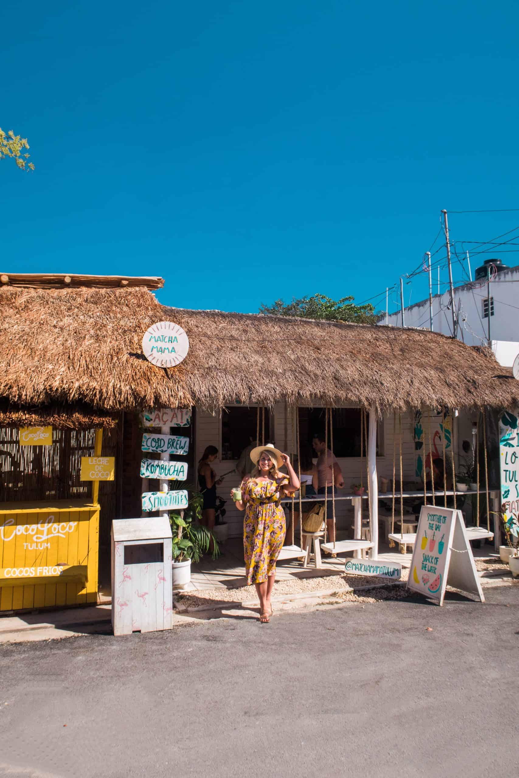 Tulum outfit at Matcha Mama in Tulum, Mexico