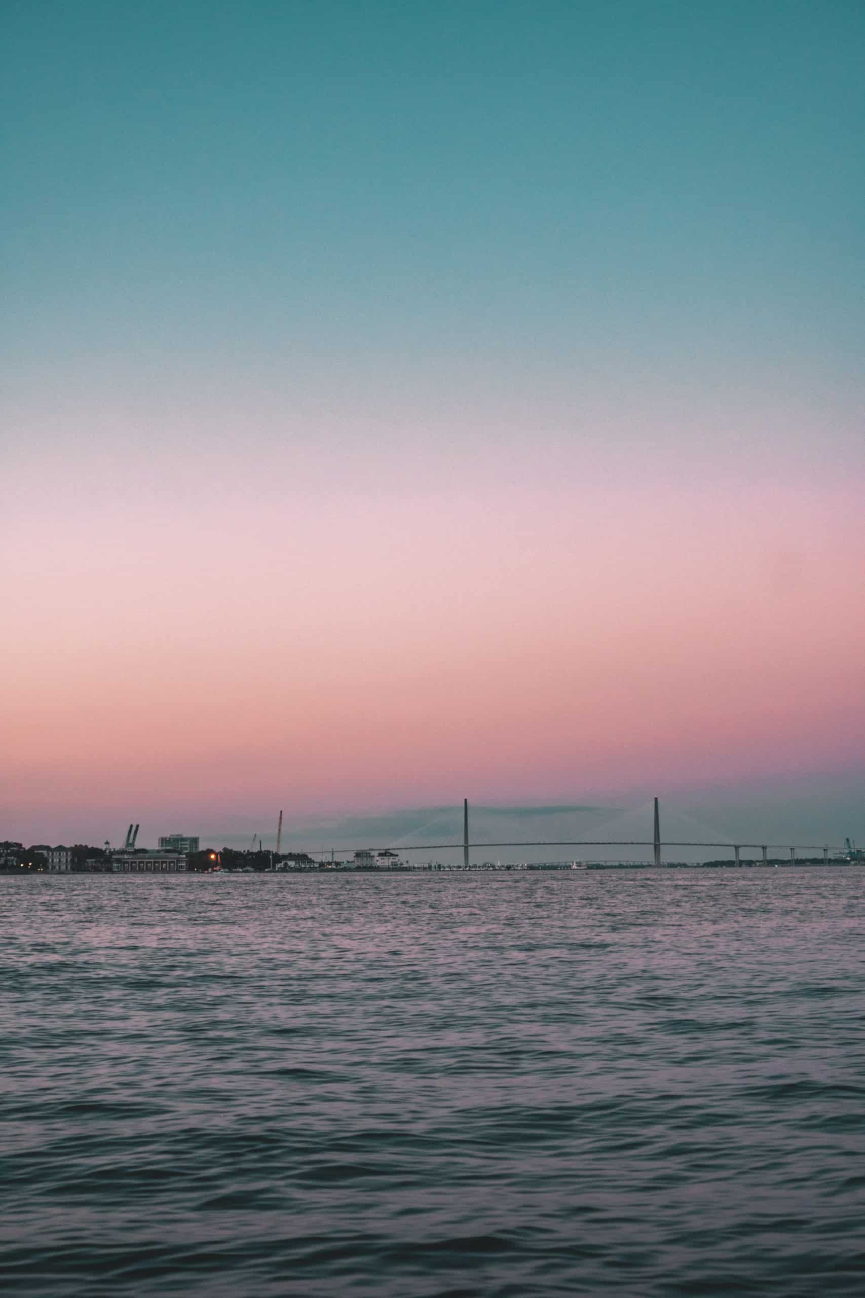 Sunset over the Arthur Ravenel Jr. Bridge in Charleston, South Carolina