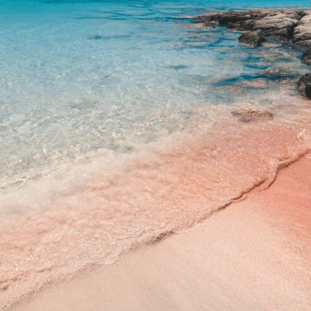 Pink sand at Elafonissi Beach in Crete