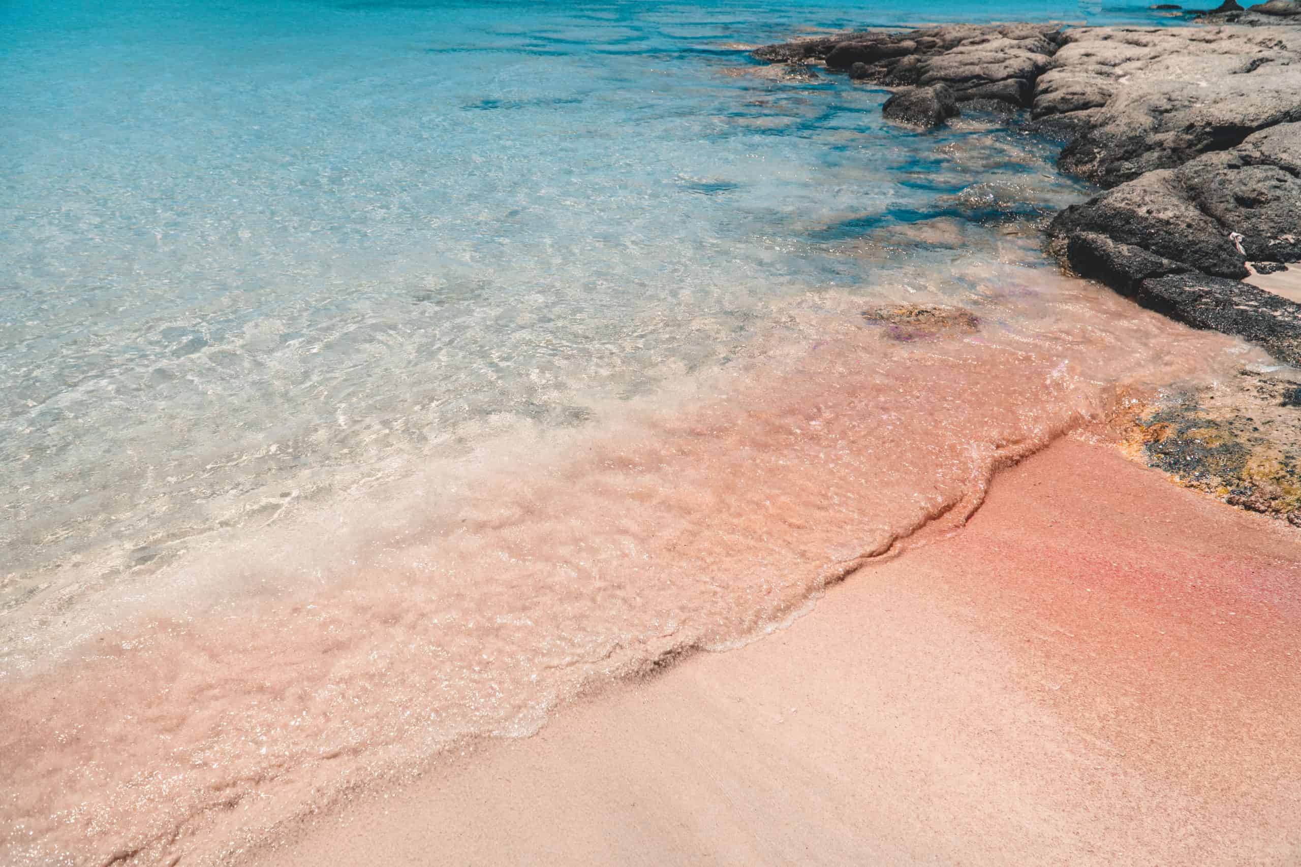 Pink sand at Elafonissi Beach in Crete