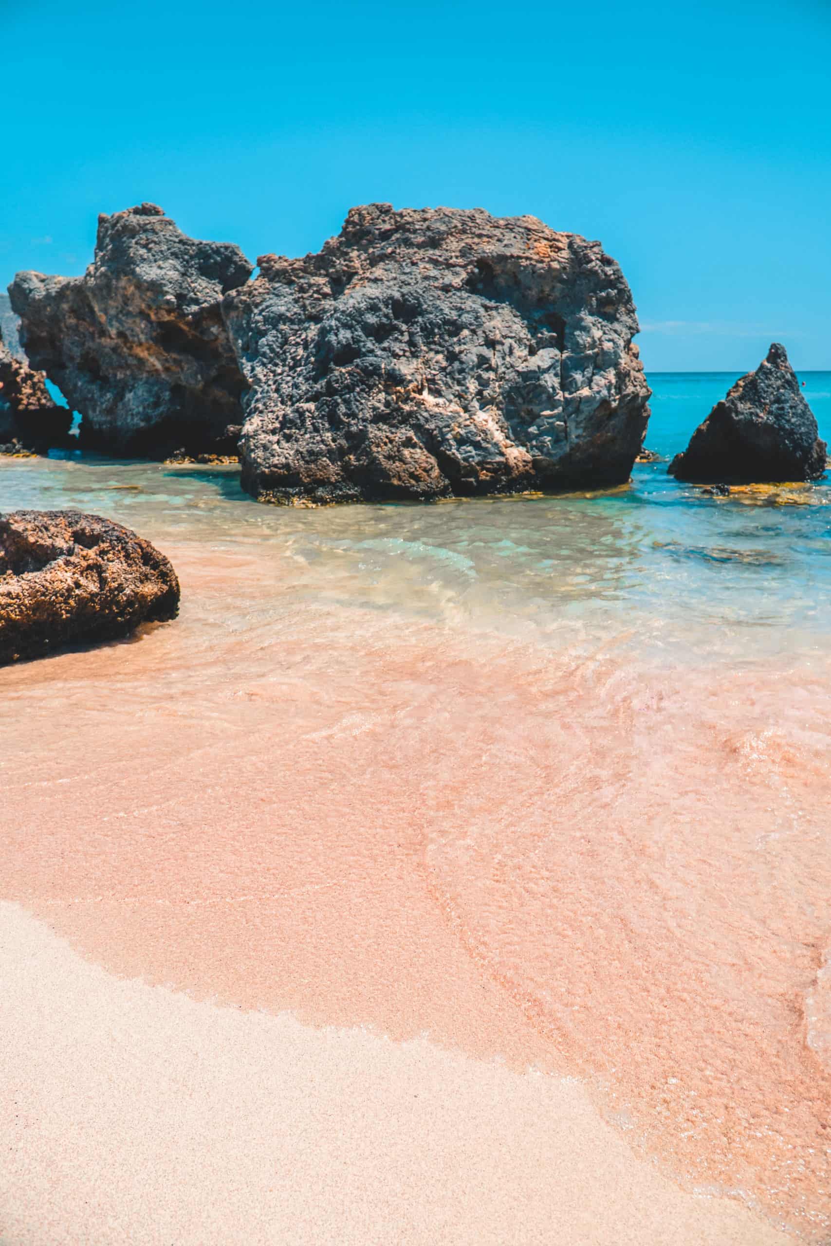 Pink sand at Elafonissi Beach in Crete