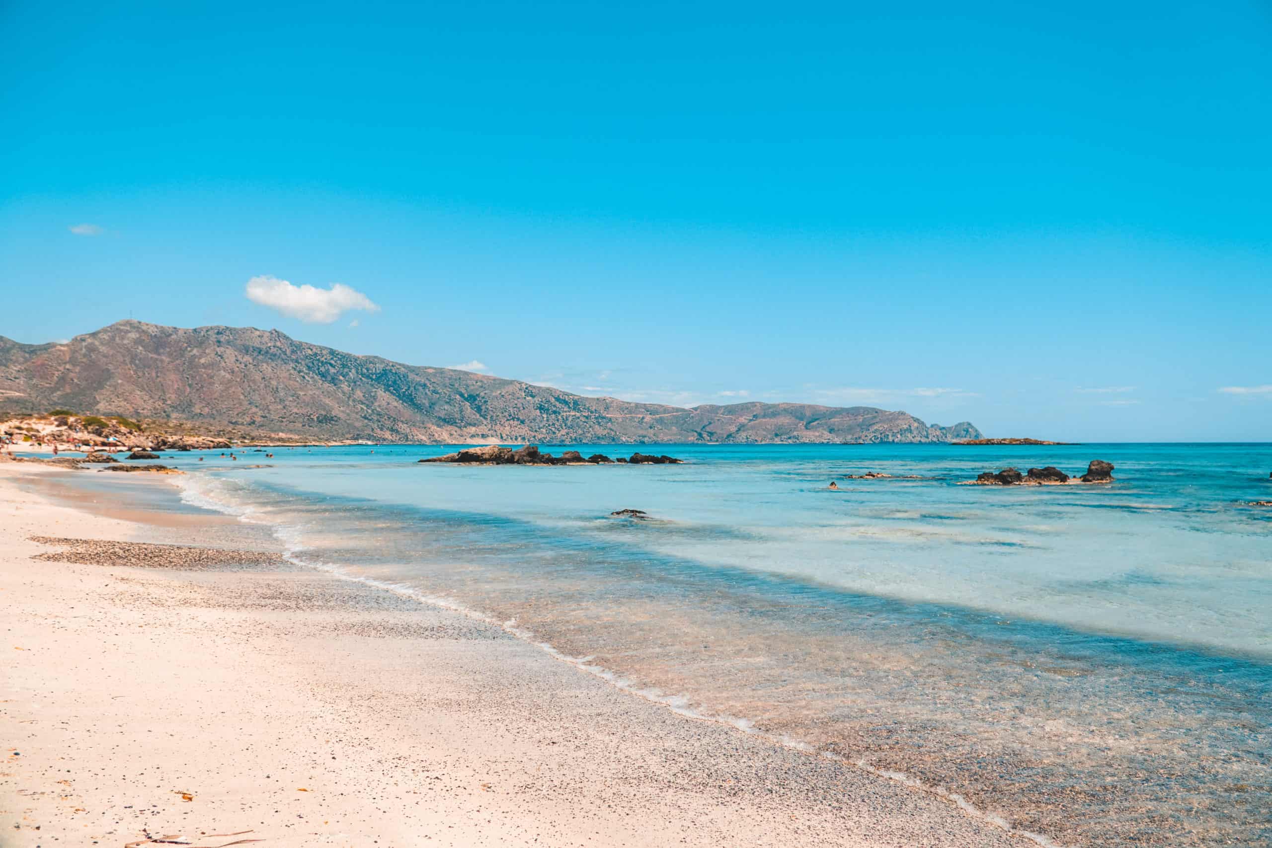 Blue water at Elafonissi Beach in Crete, Greece