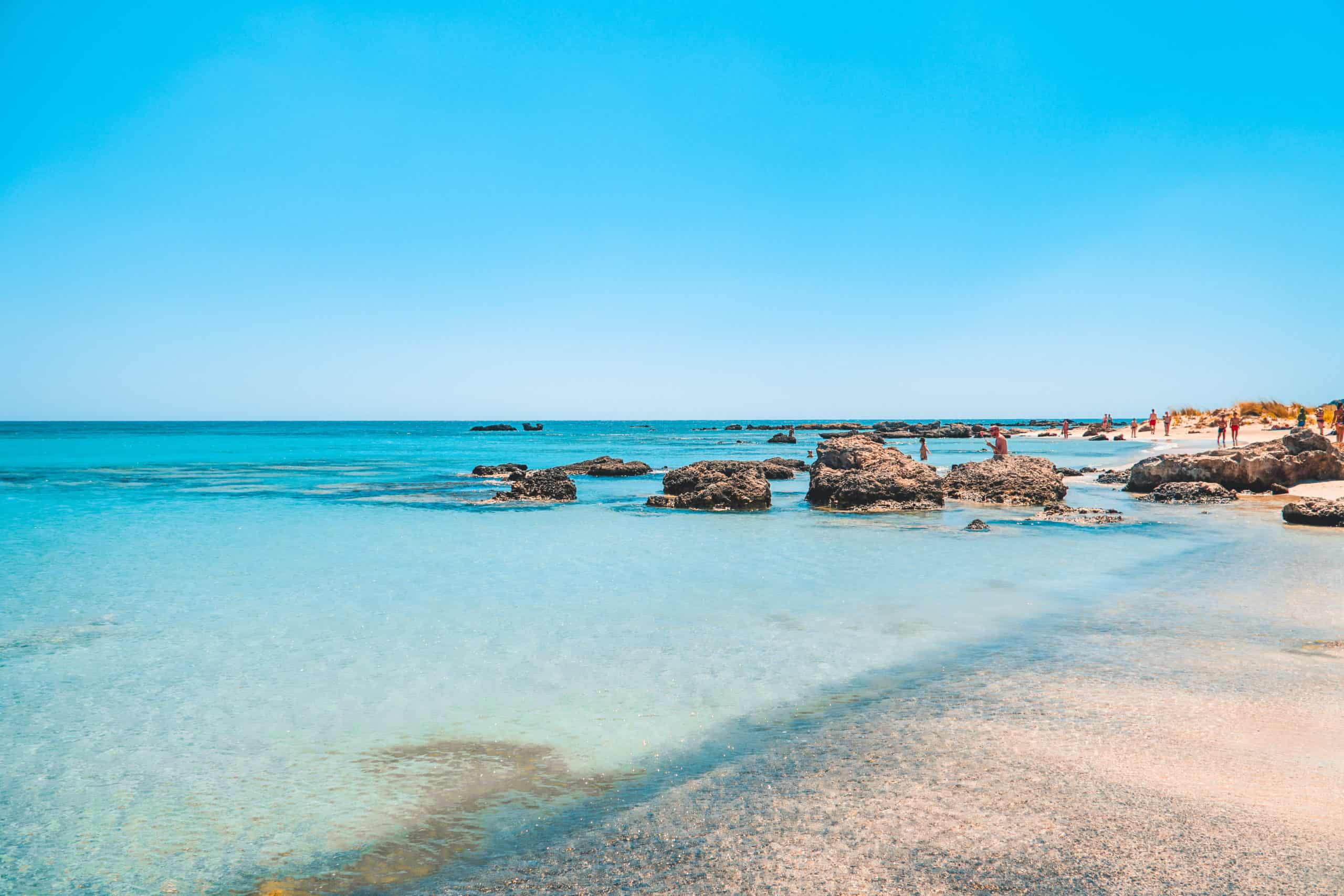 Blue water at Elafonissi Beach in Crete, Greece