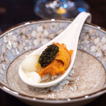 DINING AT YAMAKASE IN L.A. | oyster shooter with uni and fish roe | The Republic of Rose