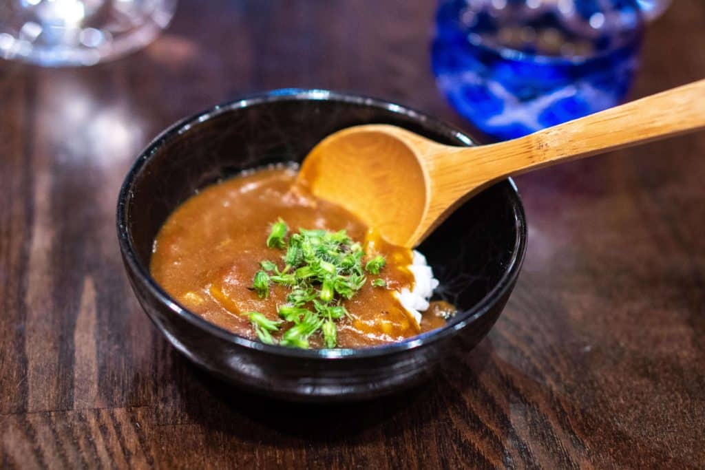 DINING AT YAMAKASE IN L.A. | tomato bisque curry sauce with pork loin and squid | The Republic of Rose