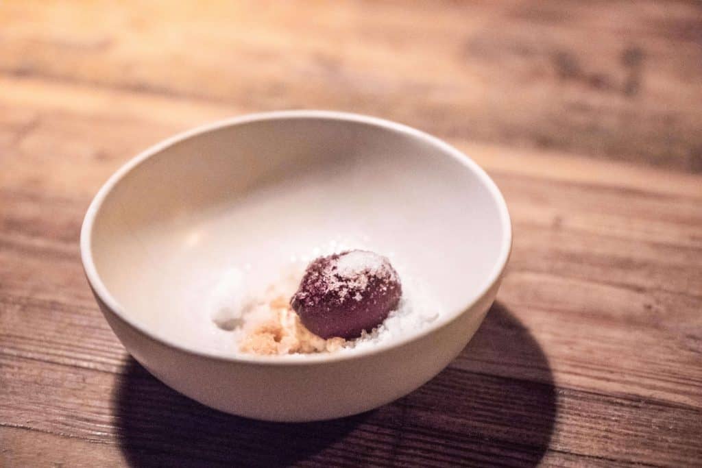 DINING AT FAUNA IN VALLE DE GUADALUPE | Blueberry sorbet with lemon curd and crumble| The Republic of Rose | #ValleDeGuadalupe #Baja #Mexico #Fauna #Bruma #RutaDelVino #Ensenada
