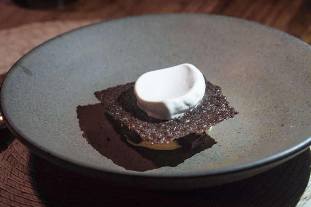 DINING AT FAUNA IN VALLE DE GUADALUPE | Banana ice cream with chocolate fudge cubes and brownie crisp | The Republic of Rose | #ValleDeGuadalupe #Baja #Mexico #Fauna #Bruma #RutaDelVino #Ensenada