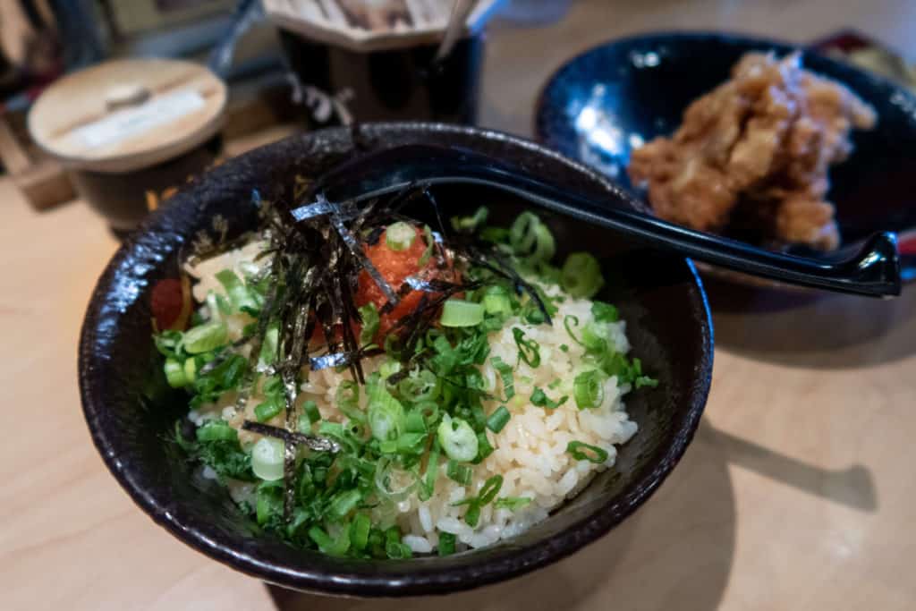 The Ultimate Guide to Ramen in Orange County | Hakata Ikkousha Mentaiko Rice Bowl | The Republic of Rose | #Ramen #Japanese #Food #OrangeCounty #California #Dining #Noodles