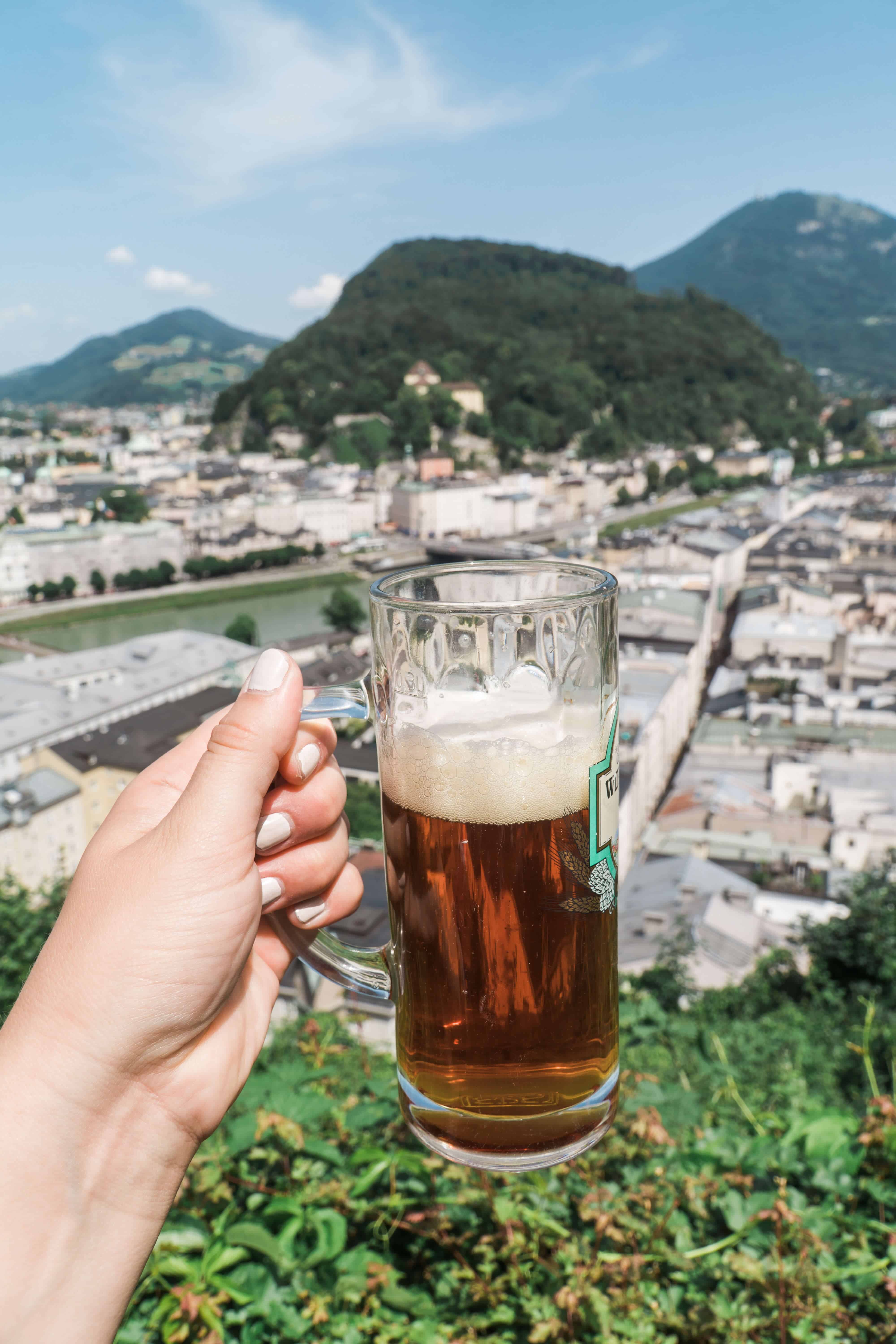 How to Spend One Day in Salzburg Austria | Beer at Gasthaus Stadtalm Cafe | The Republic of Rose