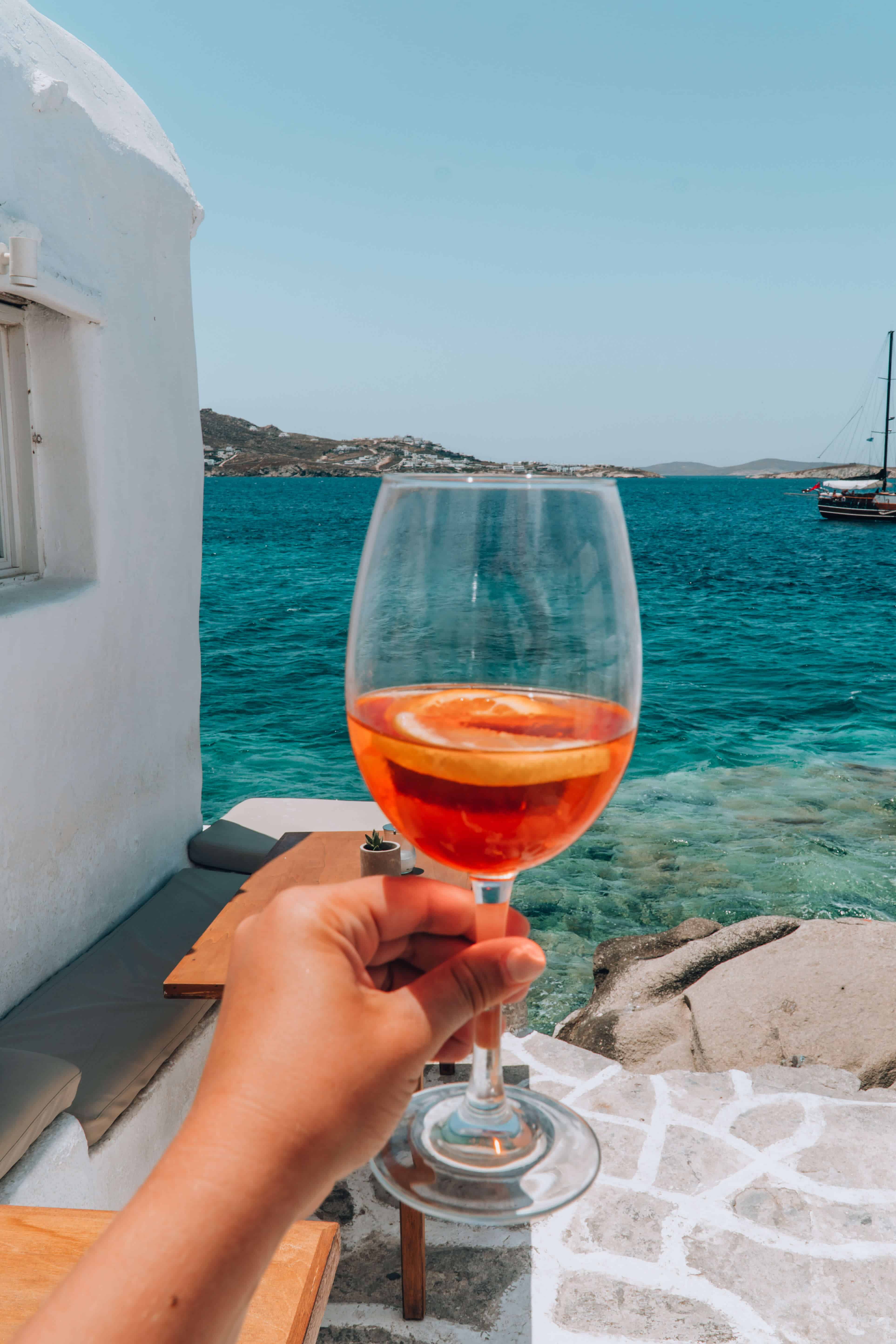 Aperol Spritz at Kastro's | THE ULTIMATE GUIDE TO MYKONOS GREECE | The Republic of Rose | #Mykonos #Greece