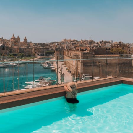 View from the pool at Cugo Gran Macina Grand Harbor in Senglea | The Perfect 5 Day Malta Itinerary | The Republic of Rose