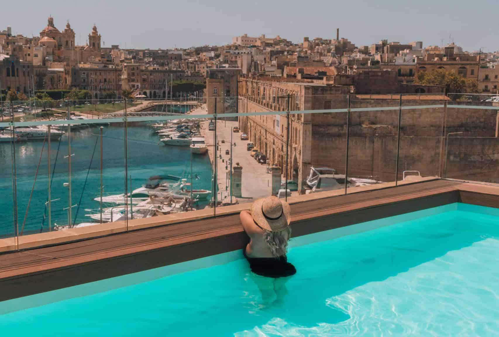View from the pool at Cugo Gran Macina Grand Harbor in Senglea | The Perfect 5 Day Malta Itinerary | The Republic of Rose