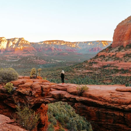 Walking across Devil's Bridge in Sedona, Arizona