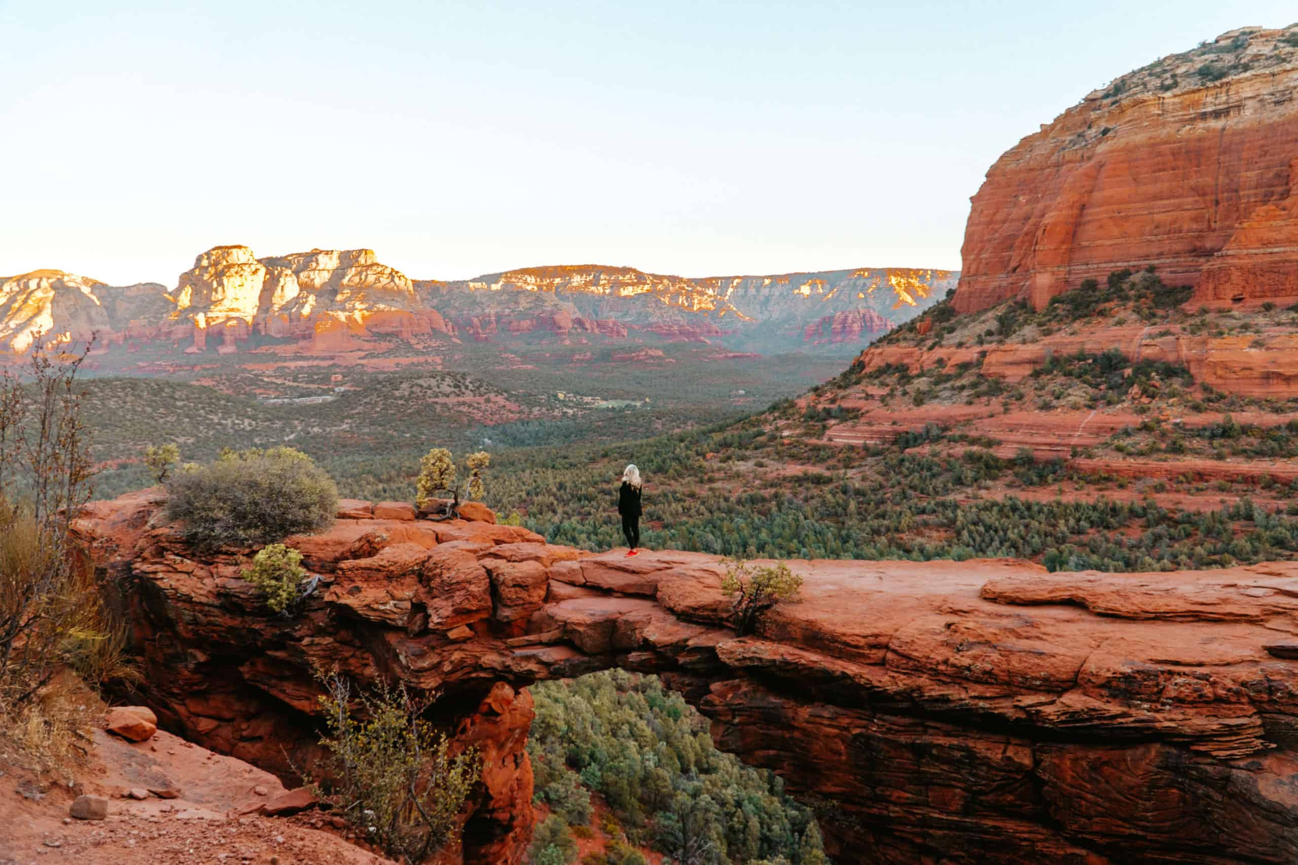 Walking across Devil's Bridge in Sedona, Arizona