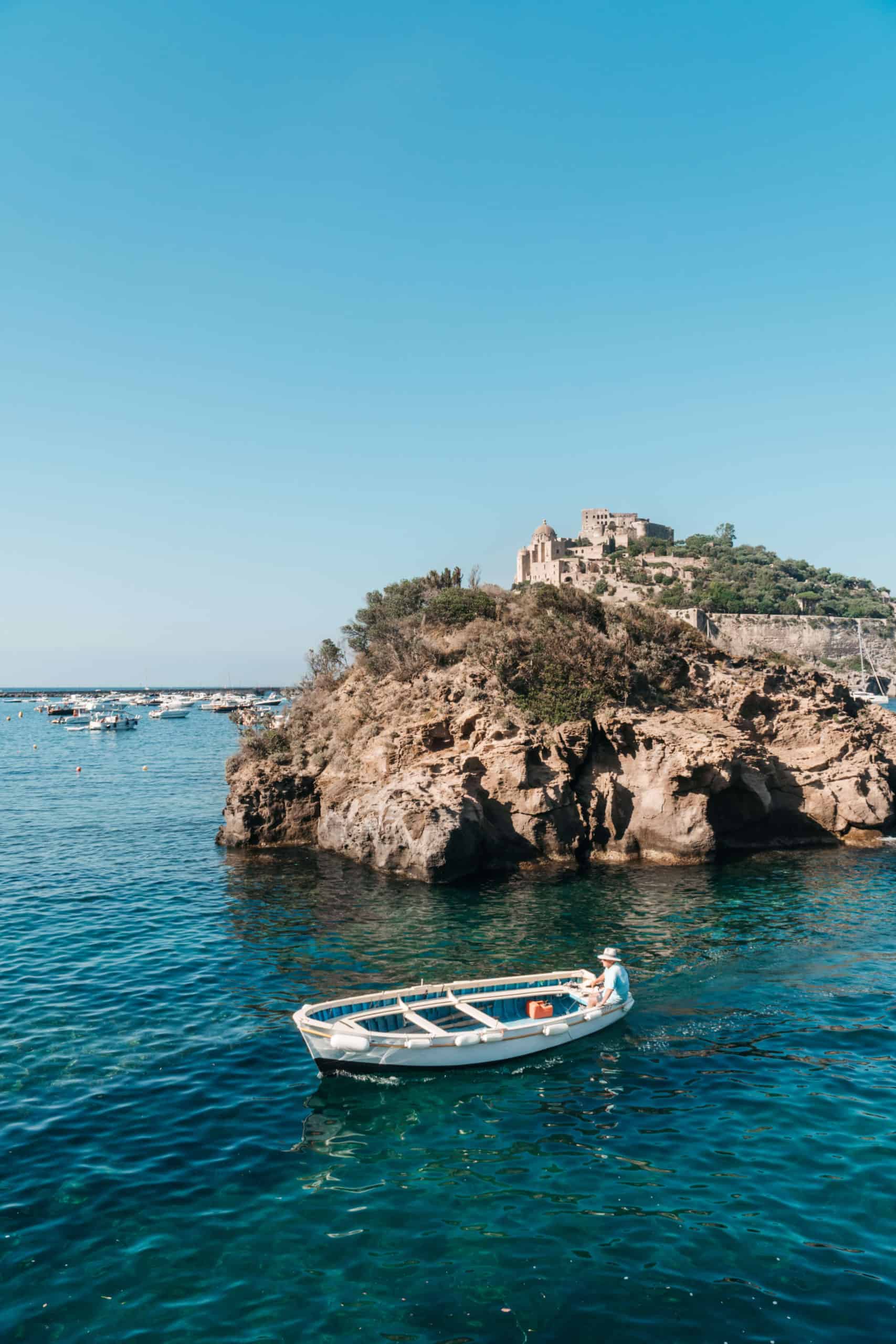 Views from Giardino Eden beach club on Ischia island in Italy