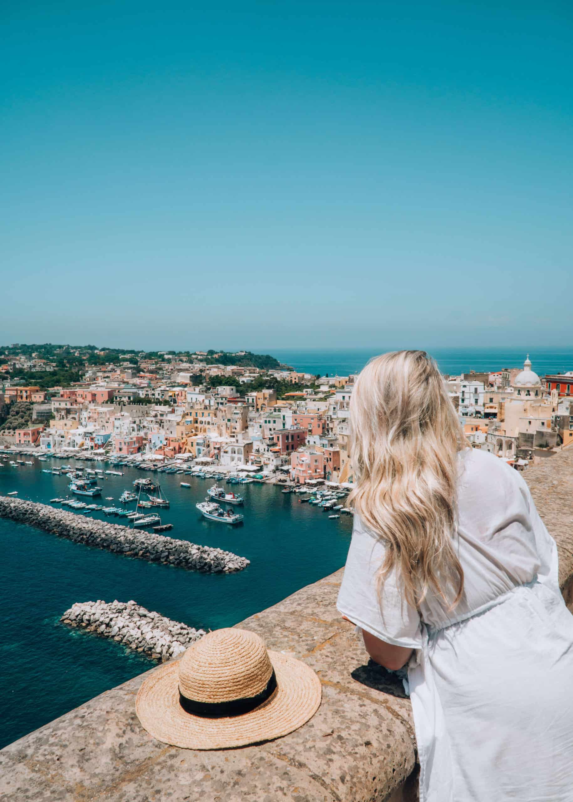 Taking in the views from Terra Murata in Procida, Italy