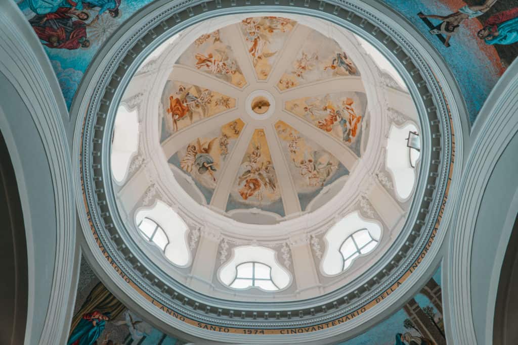 Dome inside of the Santa Maria delle Grazie church on Procida island in Italy