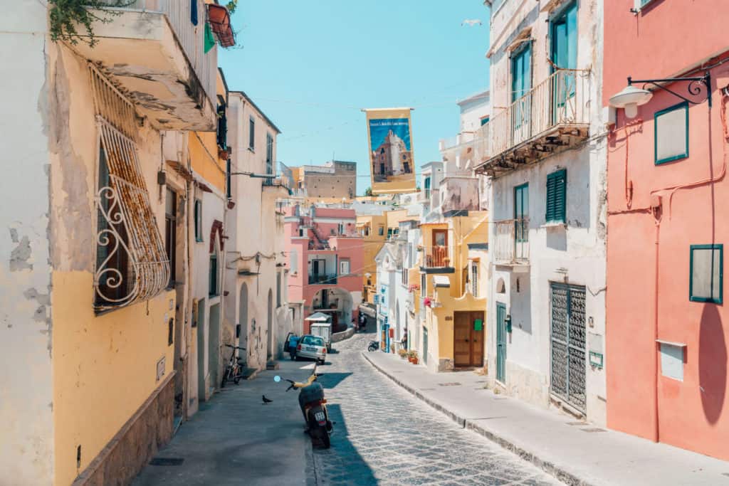 Colorful streets of Procida, Italy