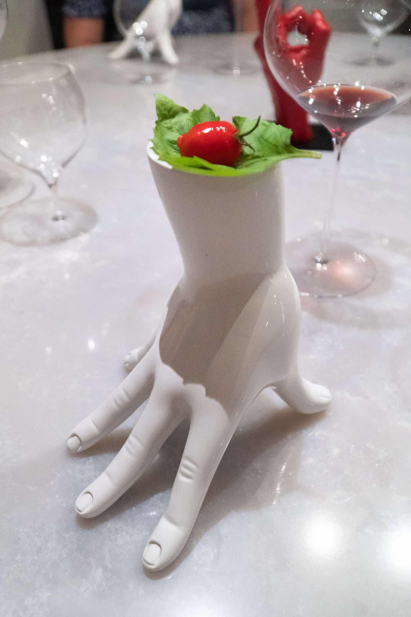 Tomato shaped dessert at Dani Maison in Ischia, Italy