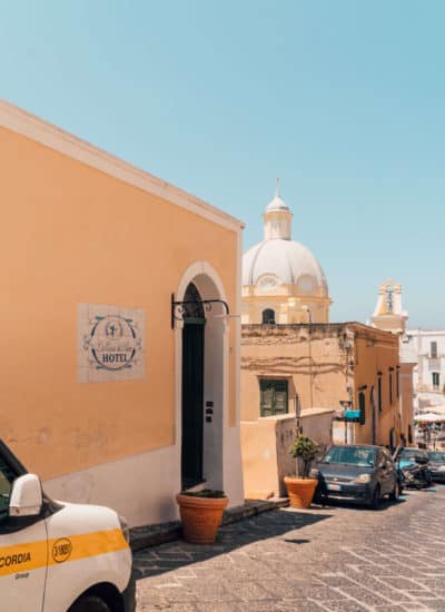Colorful streets of Marina Corricella in Procida, Italy