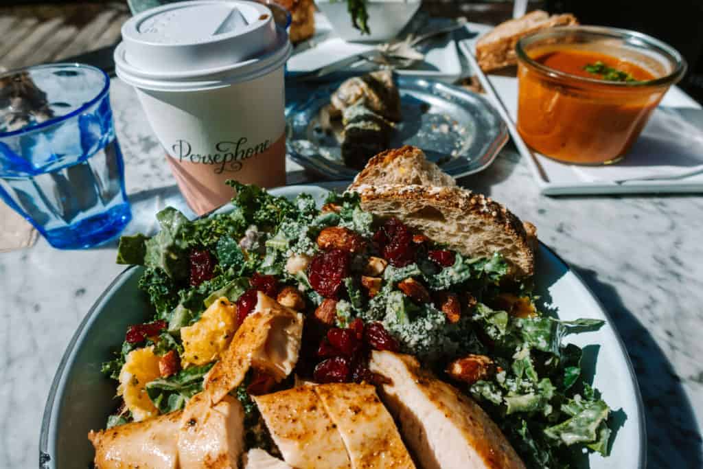 Kale salad at Persephone Bakery in Jackson, Wyoming