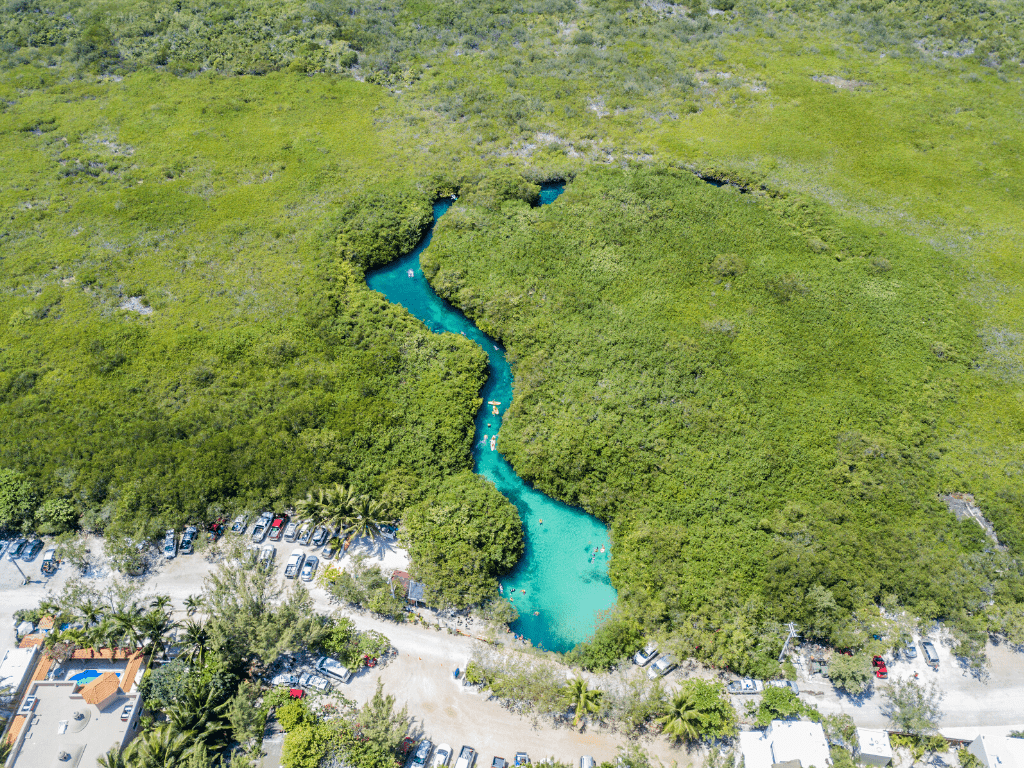 Casa Cenote seen from above in Tulum, Mexico