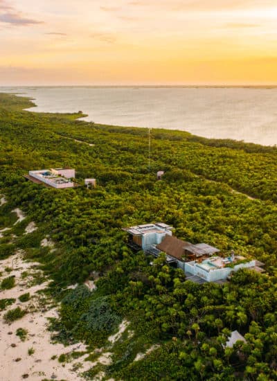 Aerial view of Casa Mam in Sian Ka'an, Tulum, Mexico