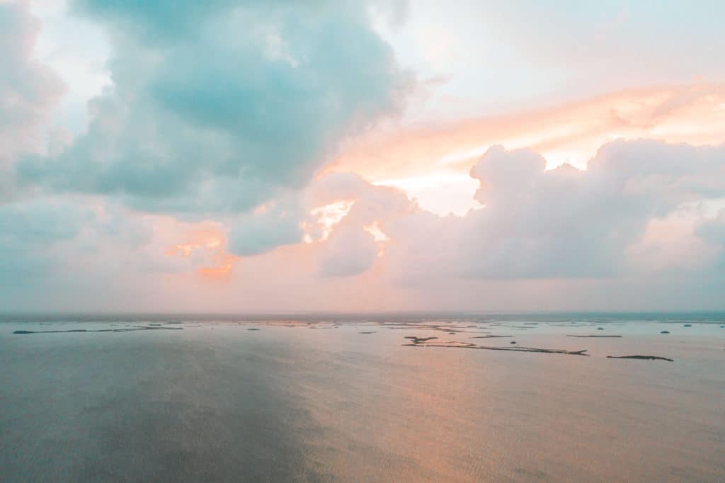 Sunset over the Campechen lagoon in Sian Ka'an