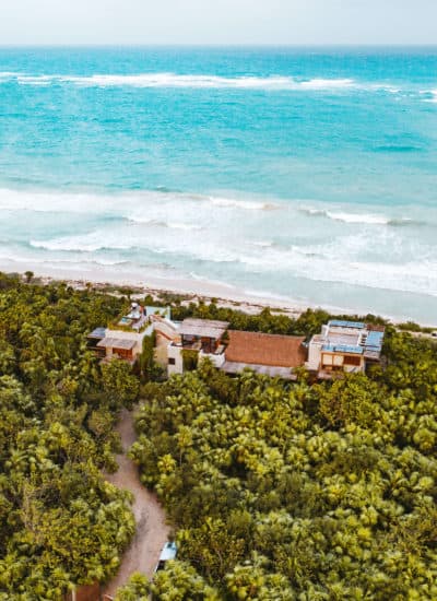 Aerial view of Casa Mam, Sian Ka'an in Tulum, Mexico