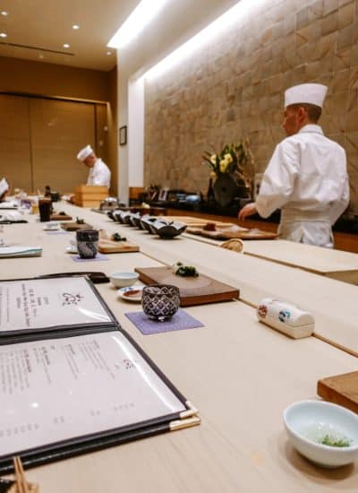 Sushi bar at Sushi Ginza Onodera in Los Angeles, California