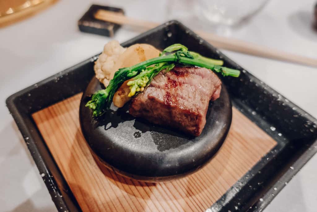 Grilled A5 Miyazaki Wagyu beef | Dining at Hanare Sushi in Costa Mesa, California