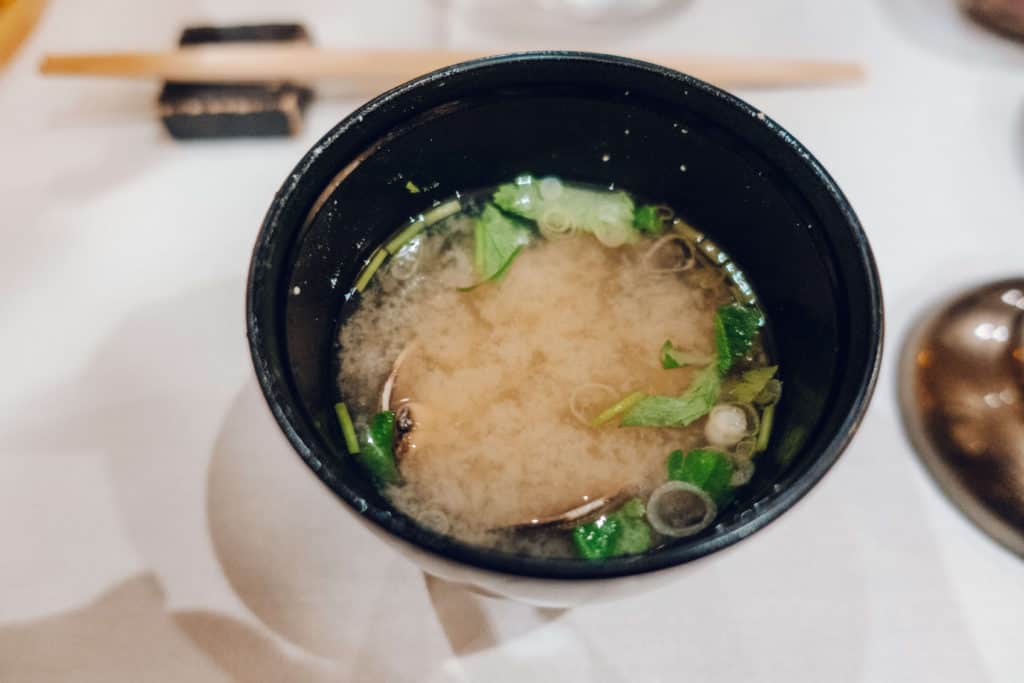 Miso soup | Dining at Hanare Sushi in Costa Mesa, California