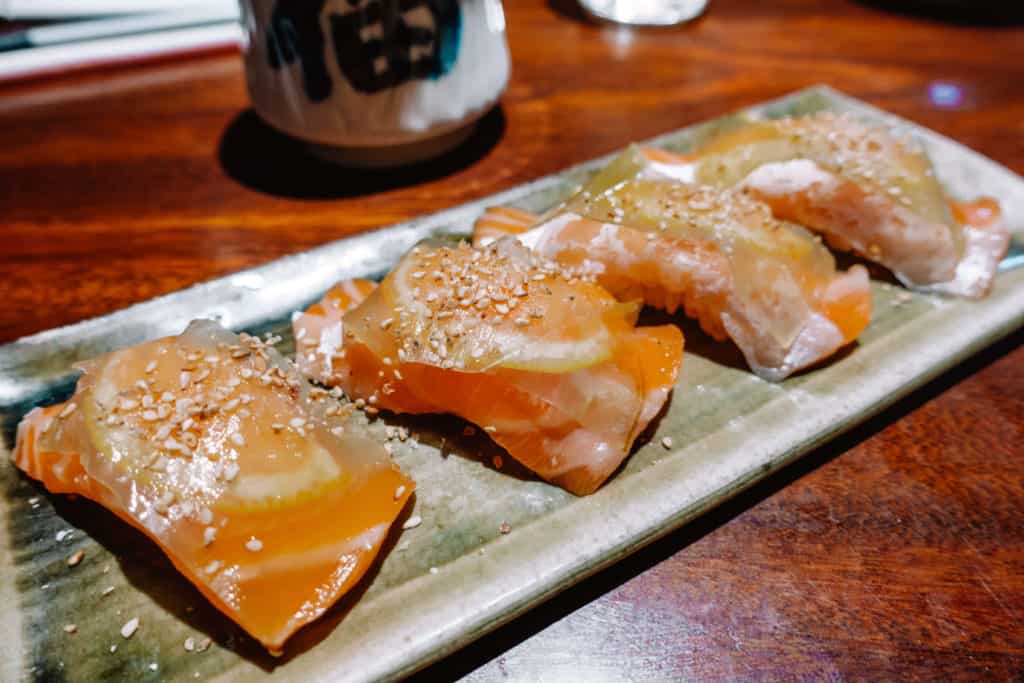 Salmon lemon nigiri | Dining at Ootoro Sushi in Irvine, California