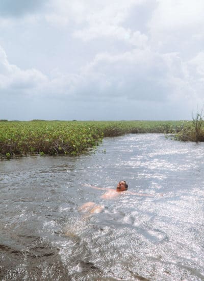 Floating in the water ways of Laguna Campechen in Sian Ka'an Biosphere Reserve