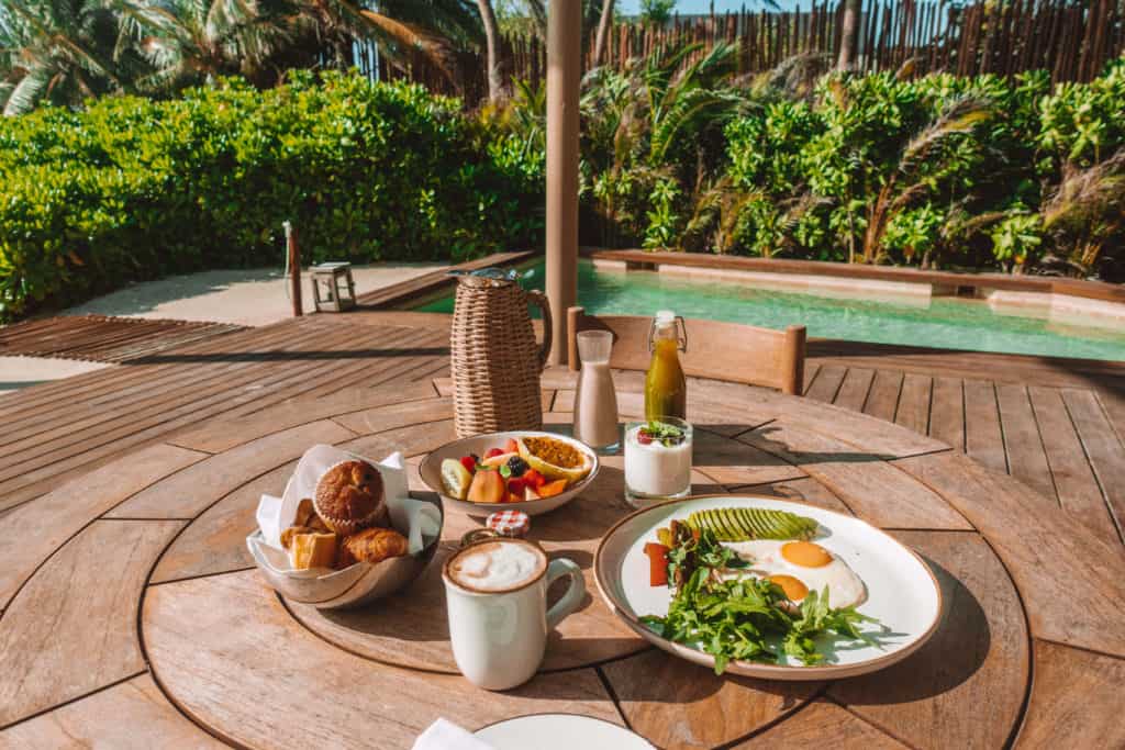 Room service breakfast at Rosewood Mayakoba, Mexico