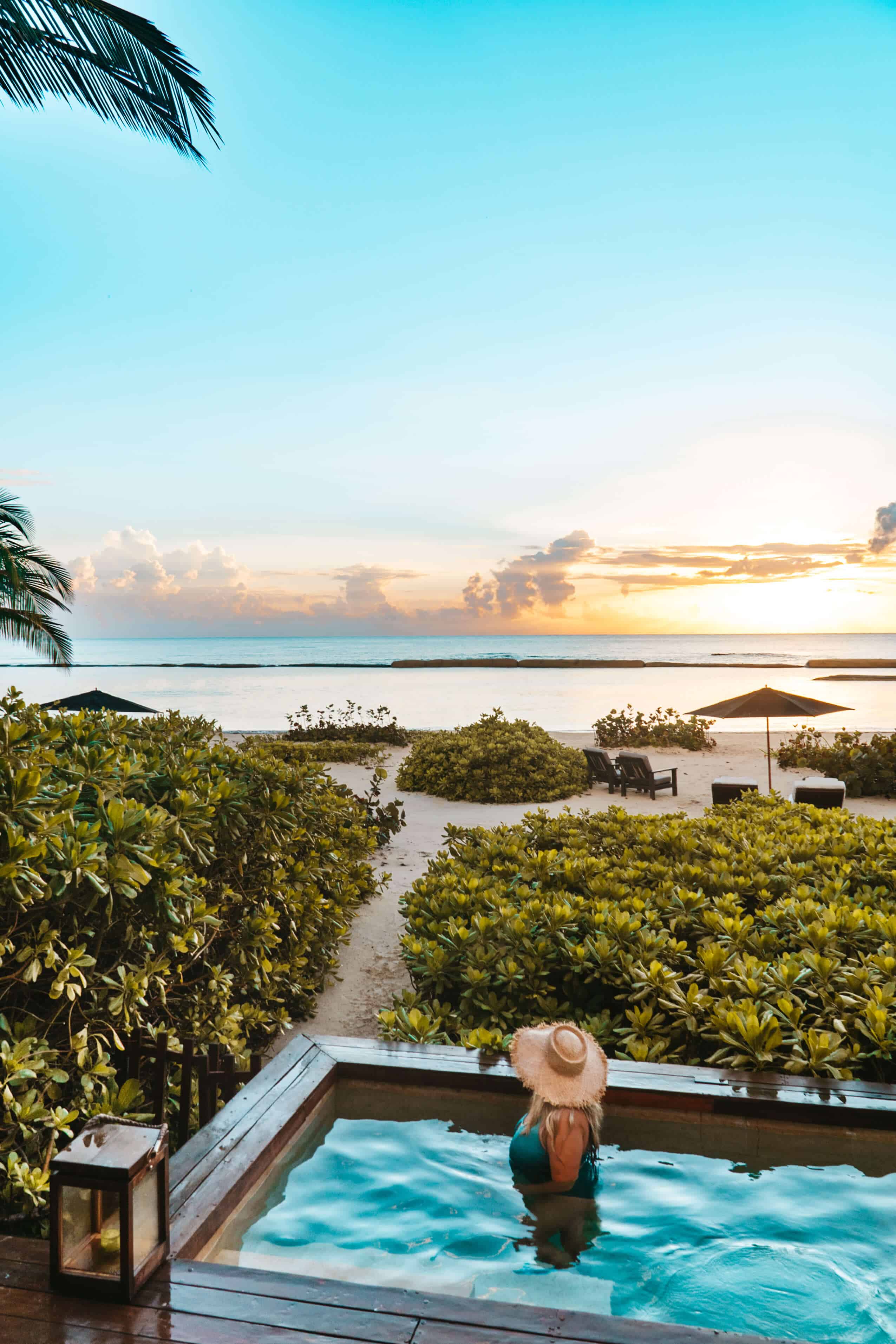 Private plunge pool at the Beachfront Suite of Rosewood Mayakoba in Mexico