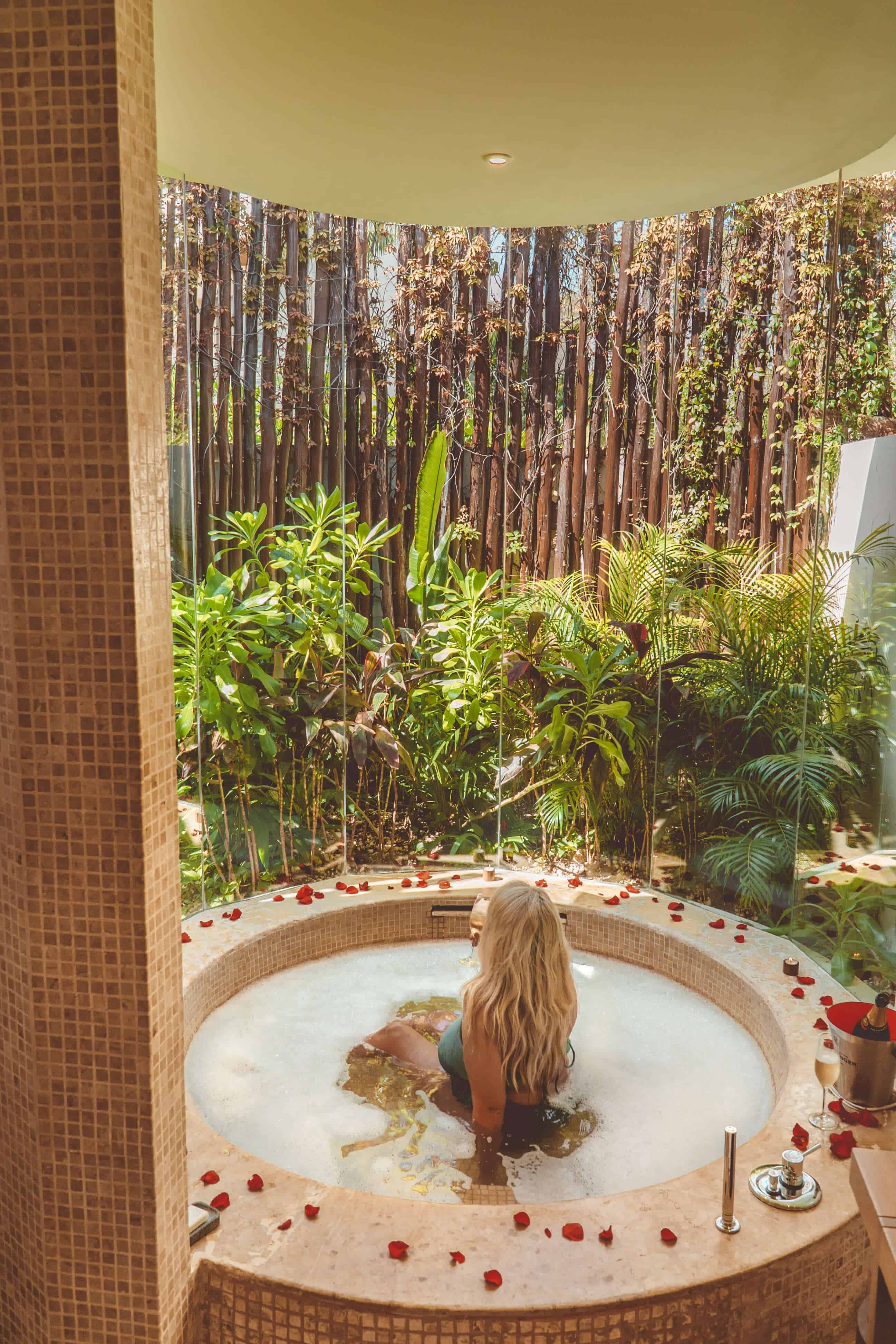 Flower bath at Rosewood Mayakoba