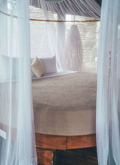 Canopy bed at Azulik in Tulum, Mexico