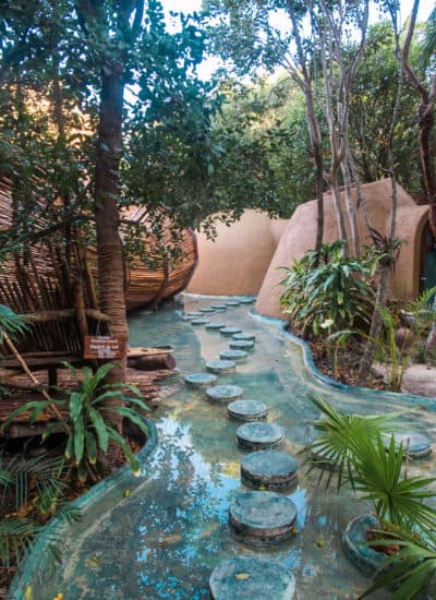 Entrance to the spa at Azulik in Tulum, Mexico