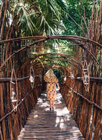 Entrance walkway at Azulik in Tulum, Mexico