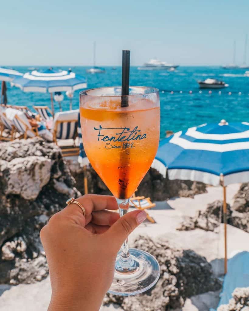 One Day in Capri Italy | Aperol Spritz at La Fontelina Beach Club