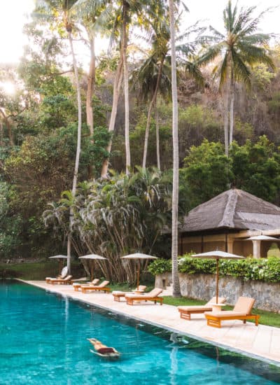 Pool at beach club at Amankila in Bali