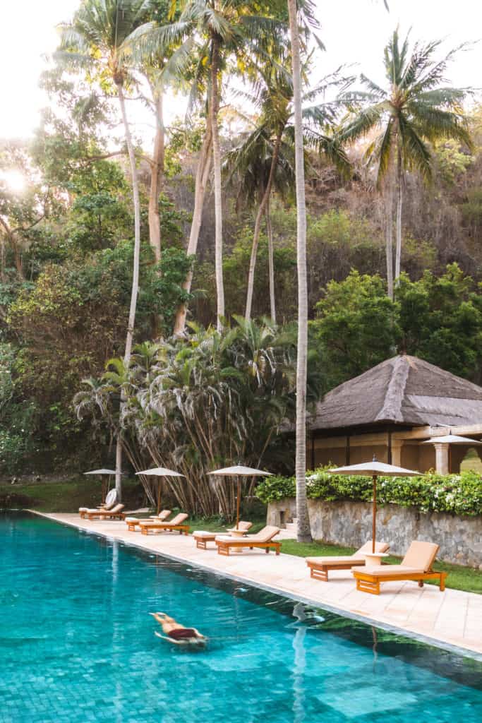 Pool at beach club at Amankila in Bali