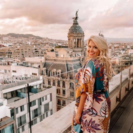 Sunset rooftop drinks at Eleven BCN in Barcelona, Spain