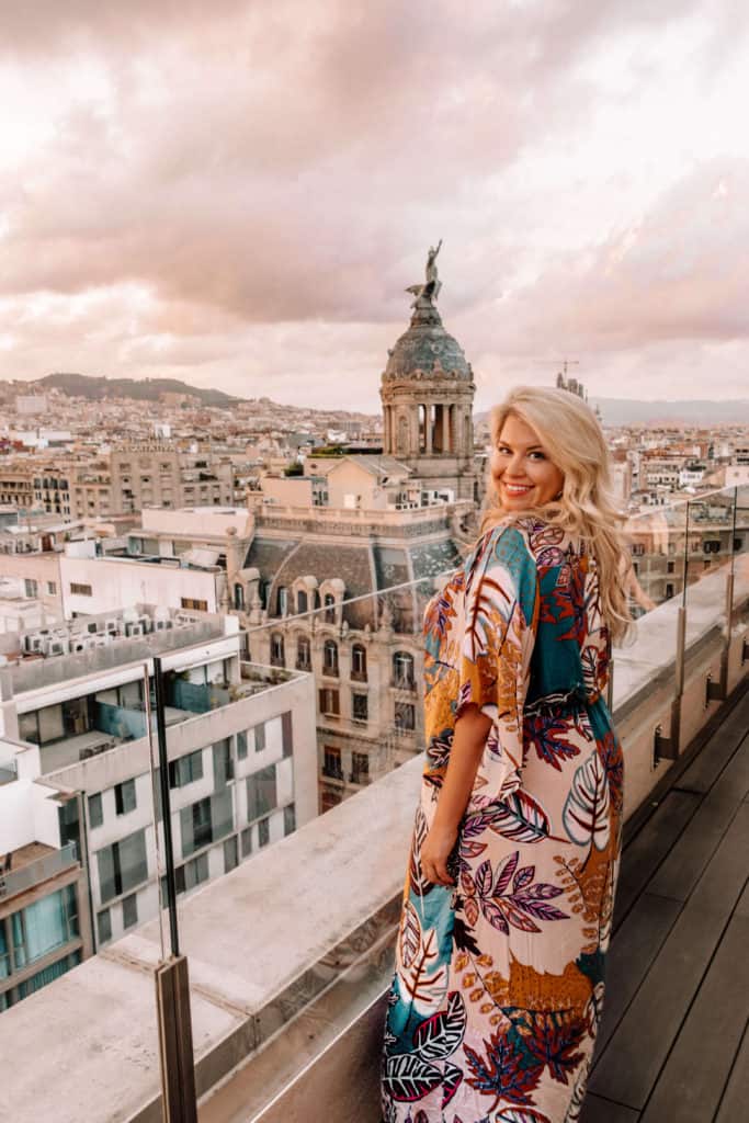 Sunset rooftop drinks at Eleven BCN in Barcelona, Spain