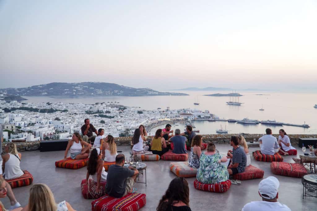 Private Deck Section at 180 Sunset Bar Mykonos