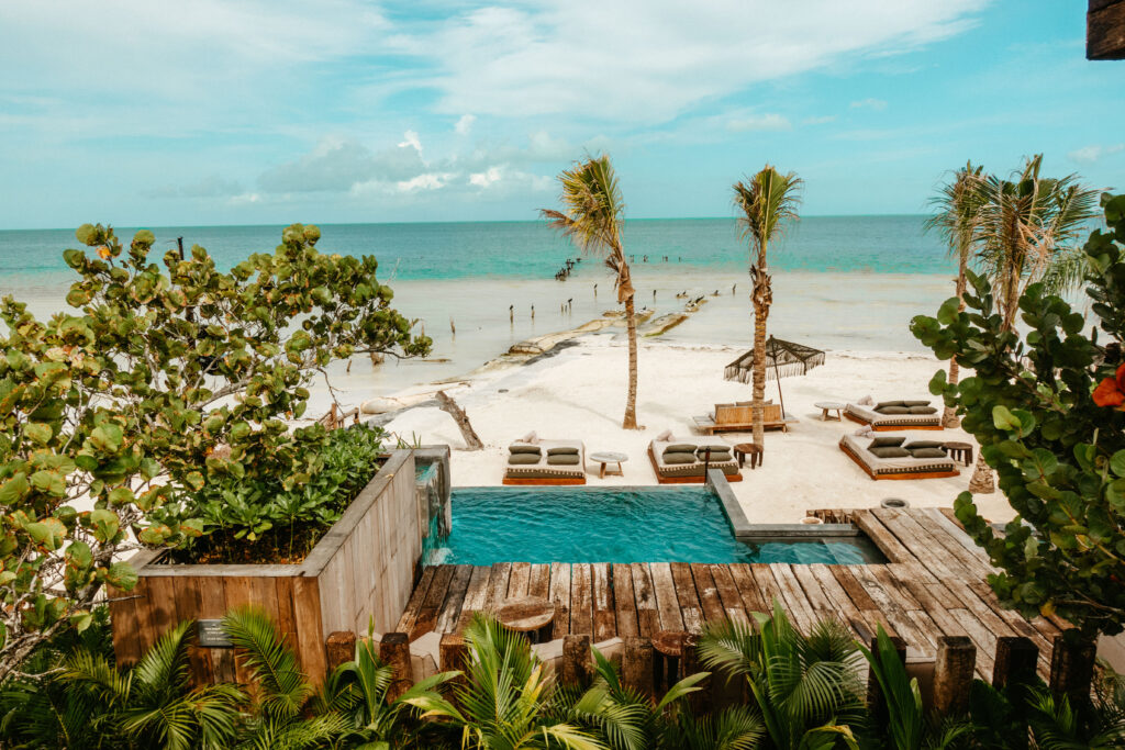 Pool and ocean view from the yoga rooftop