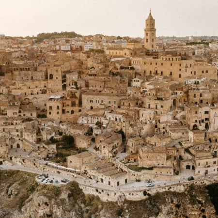 Drone view of Matera, Italy